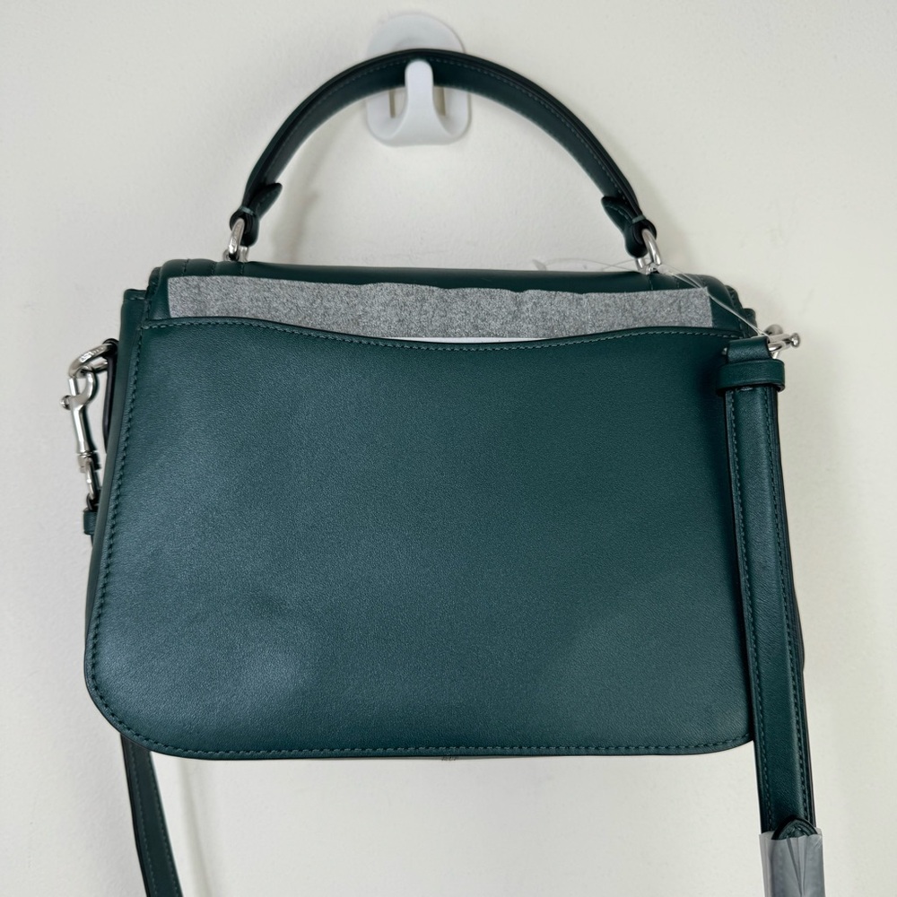 Coach Marlie Top Handle Satchel w/ Border Quilting Leather in Metallic Green - Picture 6 of 11